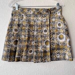 NWT Urban Outfittes Floral Plaid Pleaded Front Back Pockets Mini Skirt Size‎ M